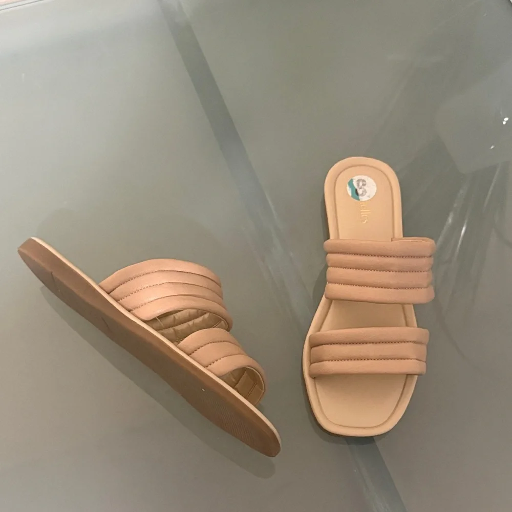 Seychelles Tan Slide Sandals – Size 8 – Flat Minimalist Summer Slides NEW